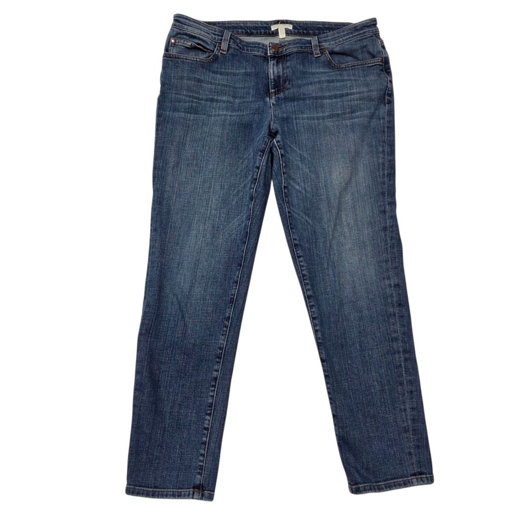 Eileen Fisher Jeans Womens‎ 10 Blue Organic Cotton Slim Straight Leg Denim
